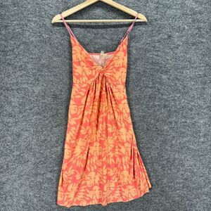 Ambrielle Dress Women S Small Orange Floral Sheath Midi V-Neck Sleeveless Casual